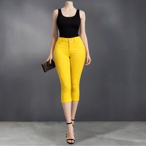 Ashley Stewart Bright Yellow High-Rise Capri Pants